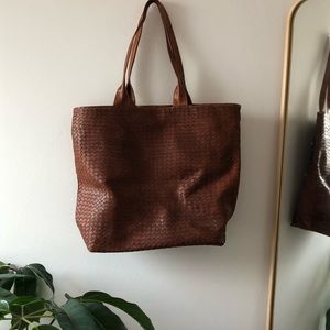 Moroccan Woven Leather Tote Bag
